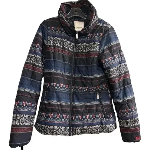 Bench Women's Puffer Jacket Blue Size M Winter Mid-Length Full Zip- Fox