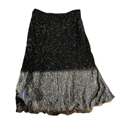 Star Beaded Sequin Skirt Black Size M
