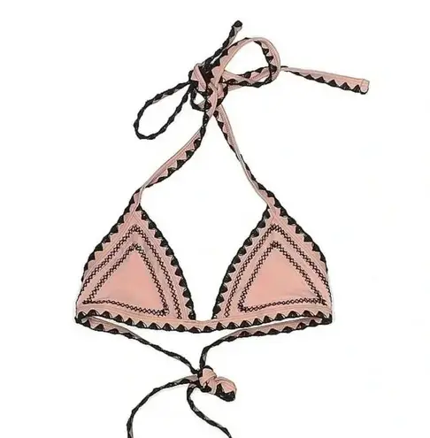 SAME Swim Catch String Bikini Top Rose & Black Size M Medium Pink