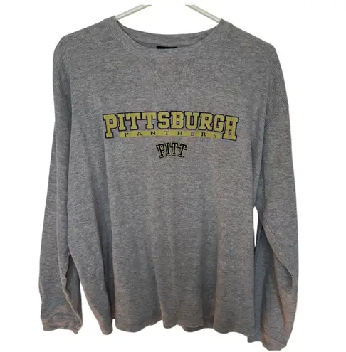 Old Varsity Brand University of Pittsburgh - light gray waffle knit long sleeve top 