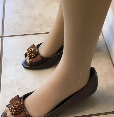 Etienne Aigner Brown Wedge open toe shoe size 7.5