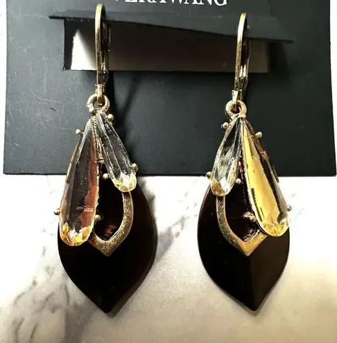 Vera Wang Simply Vera brown rhinestone drop earrings Gold