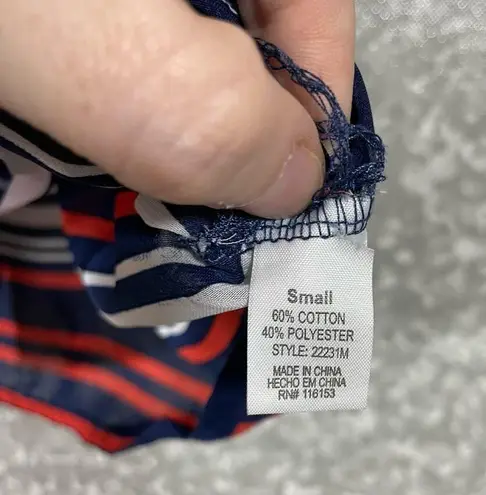 Thyme + Honey Blue Striped Sleeveless Button Up Shirt - Size Small - Semi Sheer - Image 5