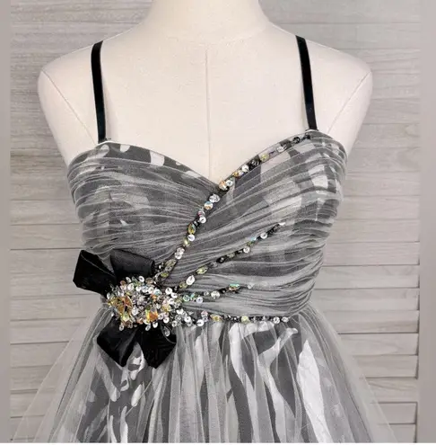 ATELIER ALYCE Zebra Print Tulle Mini Prom/Semi Formal Dress Black & White