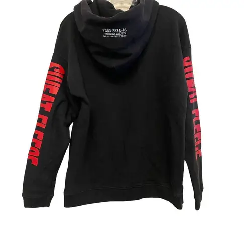 TNA Sweat Fleece Pullover Hoodie Sweatshirt Black Size XS Embroidered Oversized