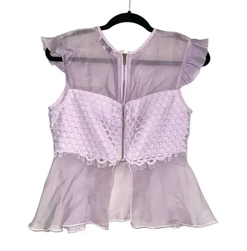 Karina Grimaldi Revolve Lilac Purple Silk Blend Organza Lace Top SMALL