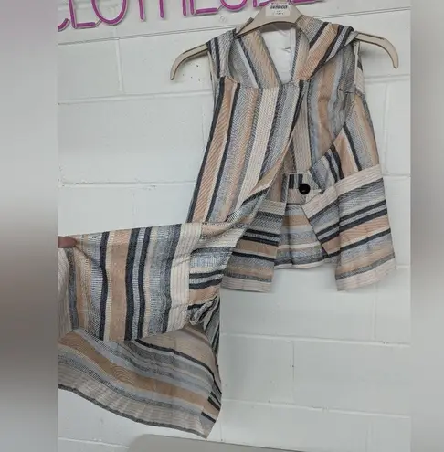 RTR sz2 Rosetta Getty Apron Wrap Halter Top Tan Black Jacquard Stripe Sleeveless White Size 2