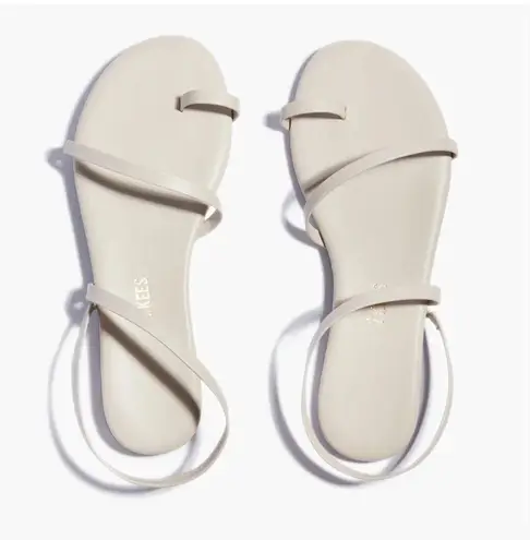 Tkees Beige Leather Thong Strap Ankle Wrap Sandals Women Size 7