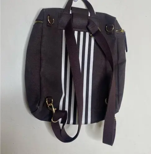 Henri Bendel Signature Brown White Striped Canvas Convertible Backpack y2k vibes