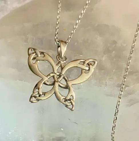 Sterling Silver Celtic Butterfly With Triquetras Necklace