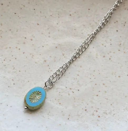 Handmade retro vintage chic whimsical style quality Czech glass bead simple necklace🩵