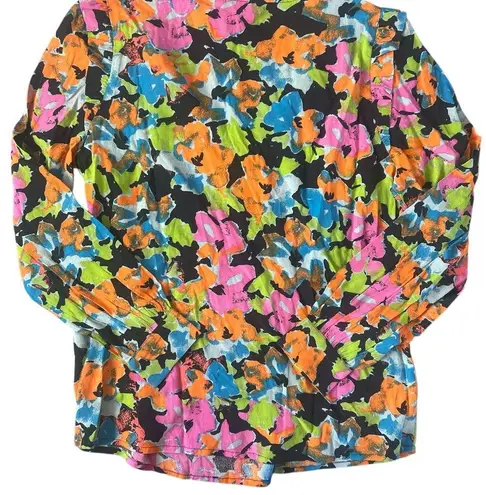 ICHI Neon Floral Abstract Blouse | 36/S Pink