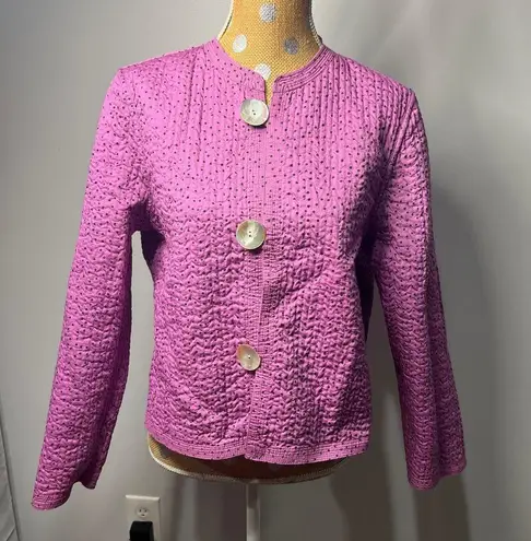 Patty Kim Lightly Quilted Reversible Box Jacket / SZ: L Black Size L