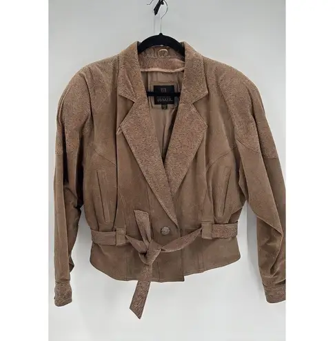 Vintage 80s Byrnes & Baker Belted suede Jacket Size Medium western NFR beige