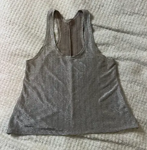 Unbranded Medium Stretch Metallic Silver Razor Back Tank