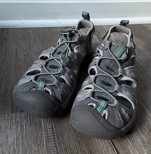 Keen NEW Whisper Sandal Gray Peacock Green Outdoor Hiking Sandals Comfy Size 6.5