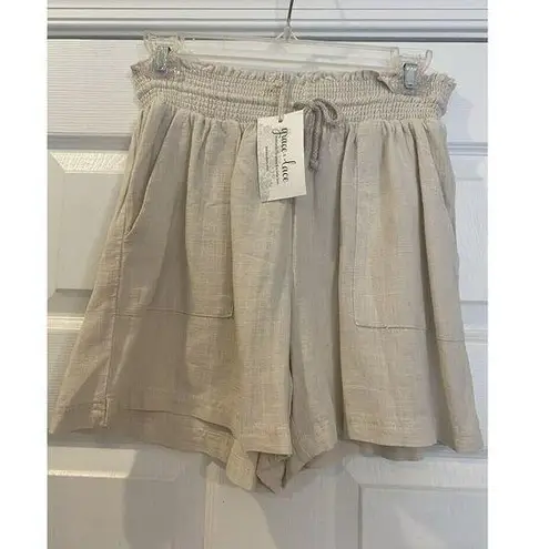Grace & Lace Women’s Linen Blend Casual Lounge Shorts NWT Size M Size M