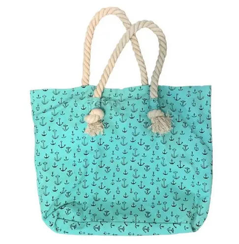 Nautical Beachy Canvas Tote Bag Blue