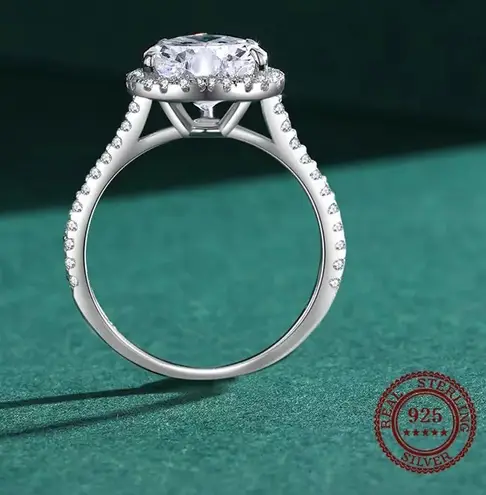 Sterling Silver SIZE 9 925 Sterling Silve Elegant Romantic Sparkling Clear Zircon Heart Ring