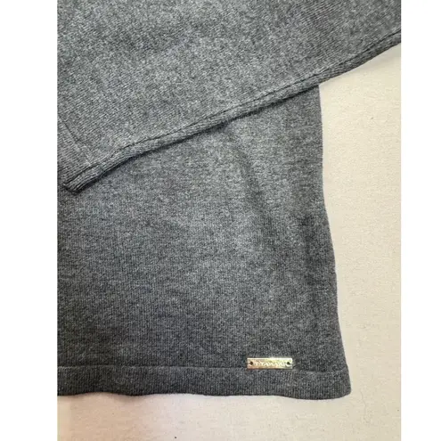 T Tahari Womens Mock Neck Sweater Top Size S Dark Grey Soft Knit Metallic Logo