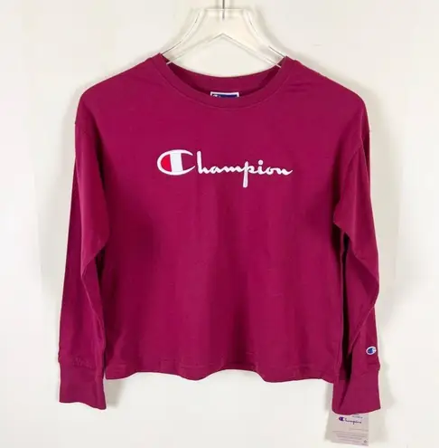 Champion Cropped Logo Long Sleeve Tee