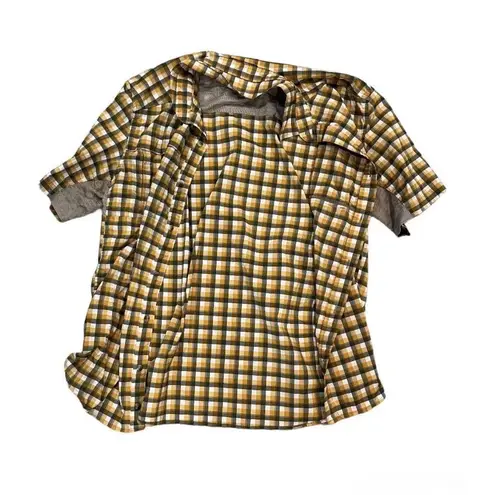 Rei Co-op REI Men’s Large Plaid Button Up Short Sleeve Vented Stretchy Mesh Plaid T Shirt