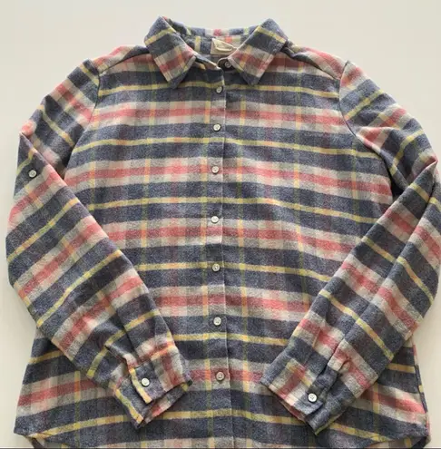 Via Penny Lane Reworked Apparel Drink Wine & Pet My Dog Button Up Flannel Shirt Red Size M
