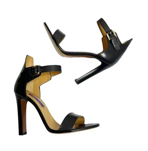 Ralph Lauren Collection Darcia Calfskin Sandal heels Sz 37.5 black