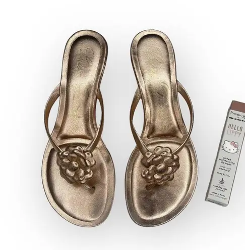 Luisa D’Orio ✿ Camellia Leather Kitten Heel Mule Thong Sandals ✿ Rose Gold ✿ 6M Size 6