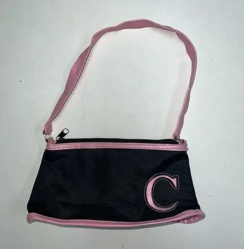 VINTAGE Y2K 90s Purse Shoulder Bag Initial C Black Pink Grunge Punk Emo