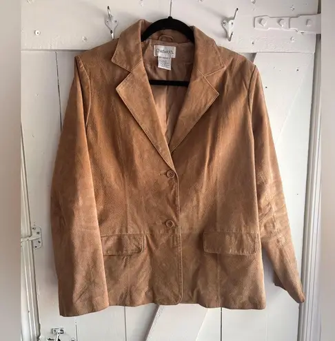 Chadwick's Chadwick’s Tan Suede Leather Blazer Jacket Women’s Size 12