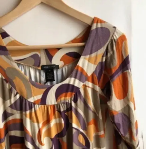 BCBGMAXAZRIA NEW  Beige Mustard Purple Orange Ivory Cream 60s 70s Mod Retro Dress