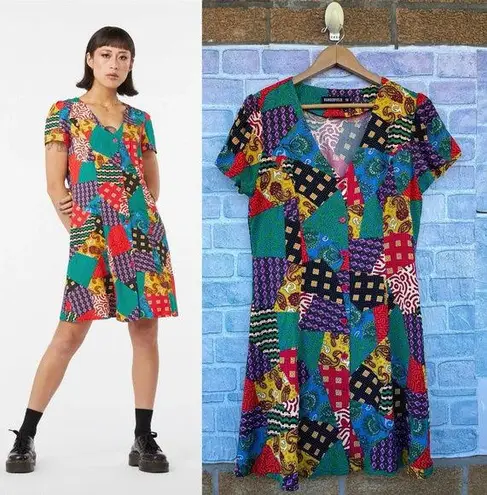 Dangerfield Patchwork Viscose Dress size AU 12/8 Green