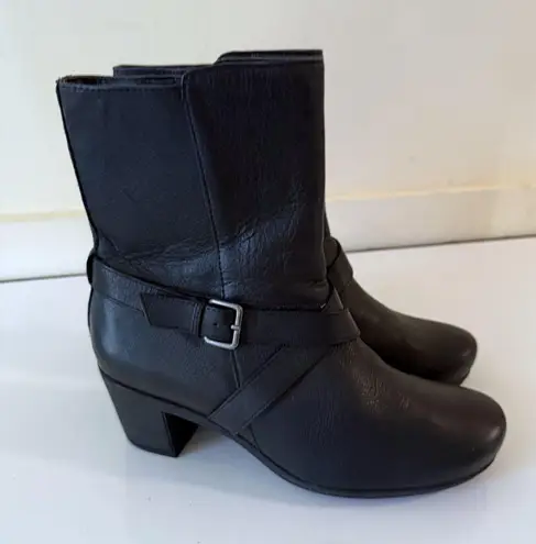 Abeo Women Pacifica Black Leather Heeled Ankle Boots Size 7 N Classic