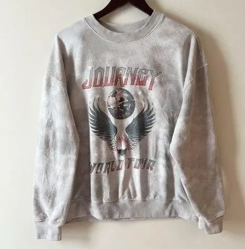 Journey World Tour Pullover Sweatshirt Size XXL logo Tie Dye Light Gray