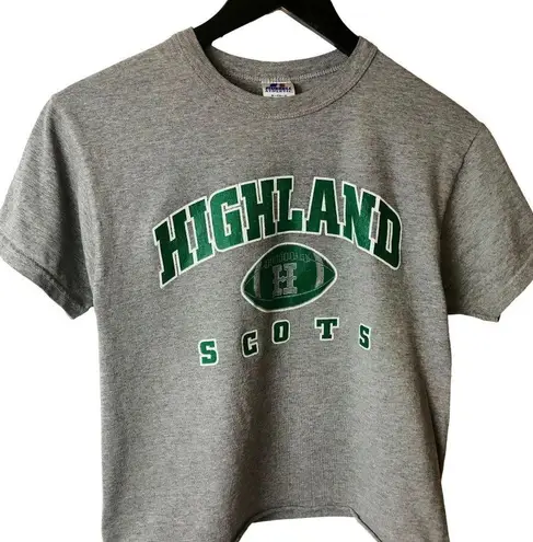 Russell Athletic  Highland Scots T Shirt Womens Gray S Small Graphic Tee Cropped