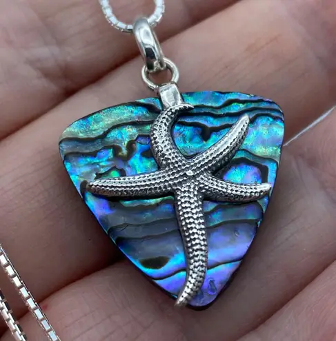 Sterling Silver Mermaids Dream Abalone Star Fish Necklace