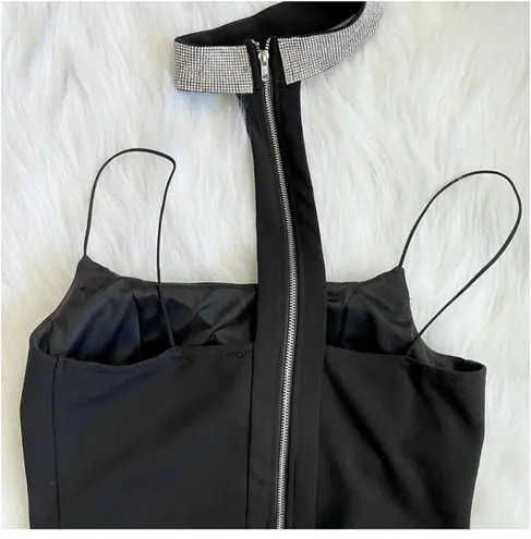 Women’s 2 Piece Set Black Crop Top & Belted Skirt w/ Jeweled Choker Clubwear