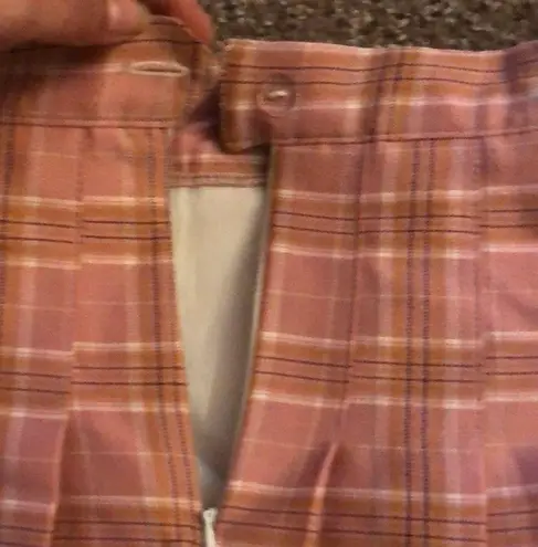 Pink plaid pleated high waist school girl skirt size small