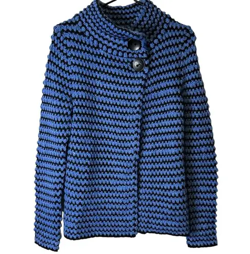 Krimson Klover Midnight Sun Button Cardigan Blue Black Womens Small Wool Alpaca