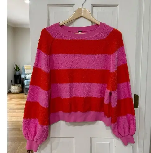 Free People  FP Found My Friend Stripe Pulloverpink Be Mine Combo Size S