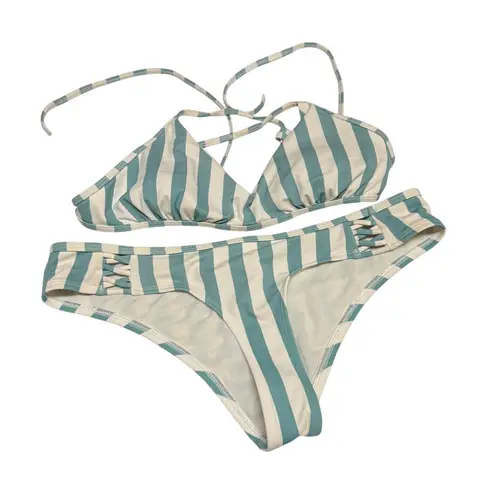 Eidon Womens Bikini Size M/L Blue White Stripe