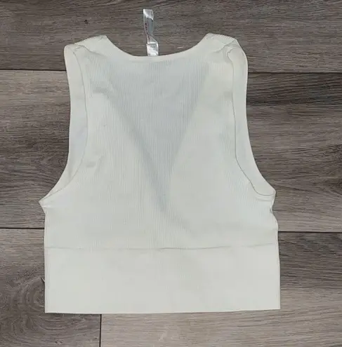 Urban Outfitters Cutest Cream / White Deep V Neck  Sleeveless Crop Top