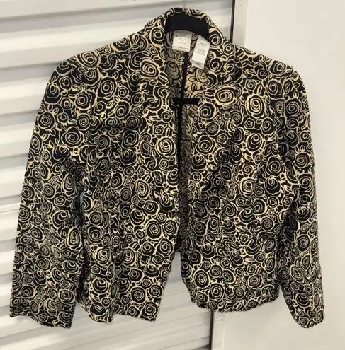 Emma James Vintage Blazer Black Beige Floral Print women's size small