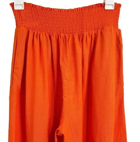 Love Tree  Orange Linen Blend Wide leg Pants Size Large NWT