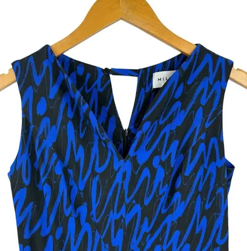 Milly Graffiti Scribble Print Sheath Dress Black Blue Size 4 Cocktail Dress