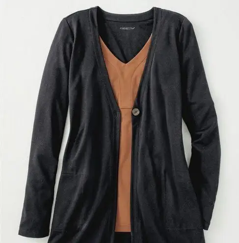 Coldwater Creek NEW Destinations Button Cardigan Black Size Medium Sleek NIB