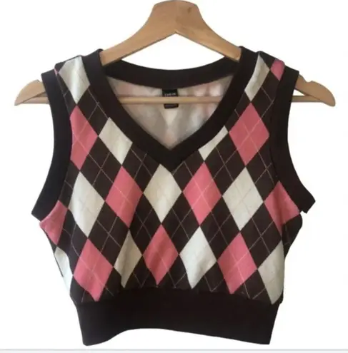 Brown Argyle cropped V
