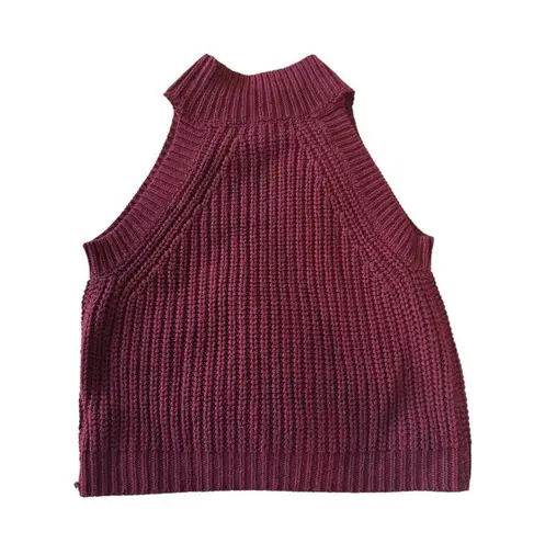 Cecico Maroon Knit Sleeveless Turtleneck Sweater Vest Size Small Acrylic Fall