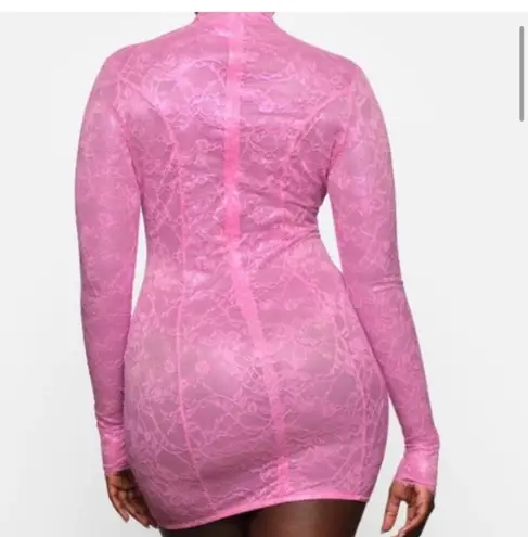 SKIMS Bubblegum Stretch Lace Mini Dress S